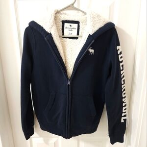 A&F Navy Full Zip Fleece Jacket - Size 13/14